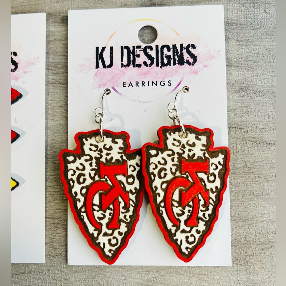KC Chiefs wood earrings